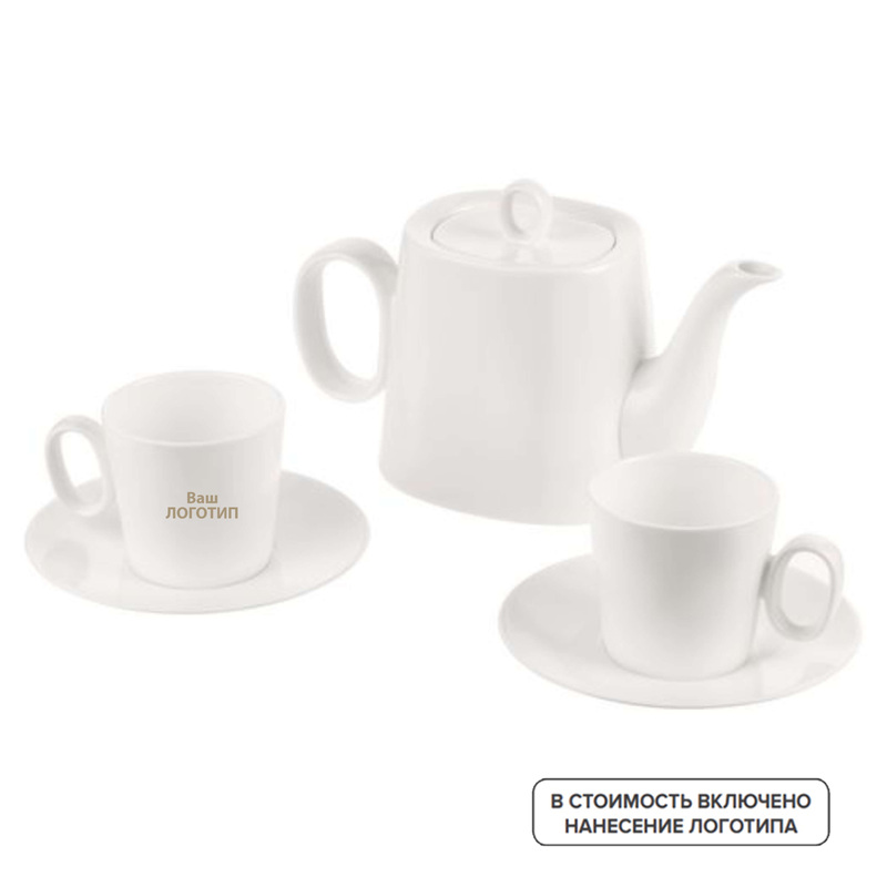 Изображение товара Кофейный набор Frammenti 2 персоны с персонализацией из фарфора, белый