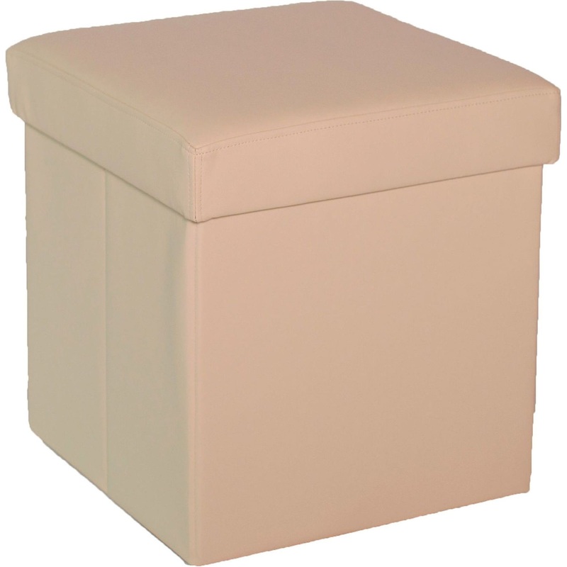 Изображение товара Пуф Куба складной с ящиком для хранения бежевый 370x370x400 мм искусственная кожа