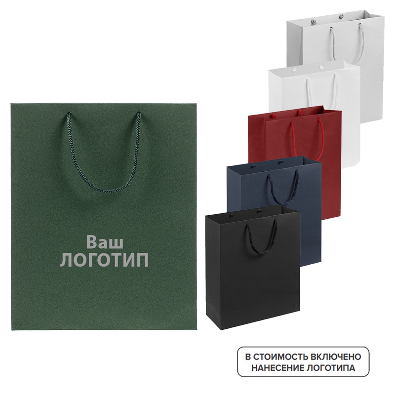 Изображение товара Пакет подарочный Wide с индивидуальной одноцветной печатью (28x23x9.2 см, 100 штук в упаковке)