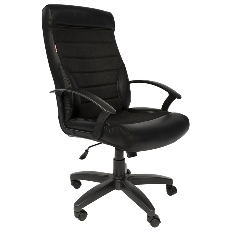Кресло для руководителя Easy Chair ТП 639 чёрное (экокожа/ткань,  пластик)