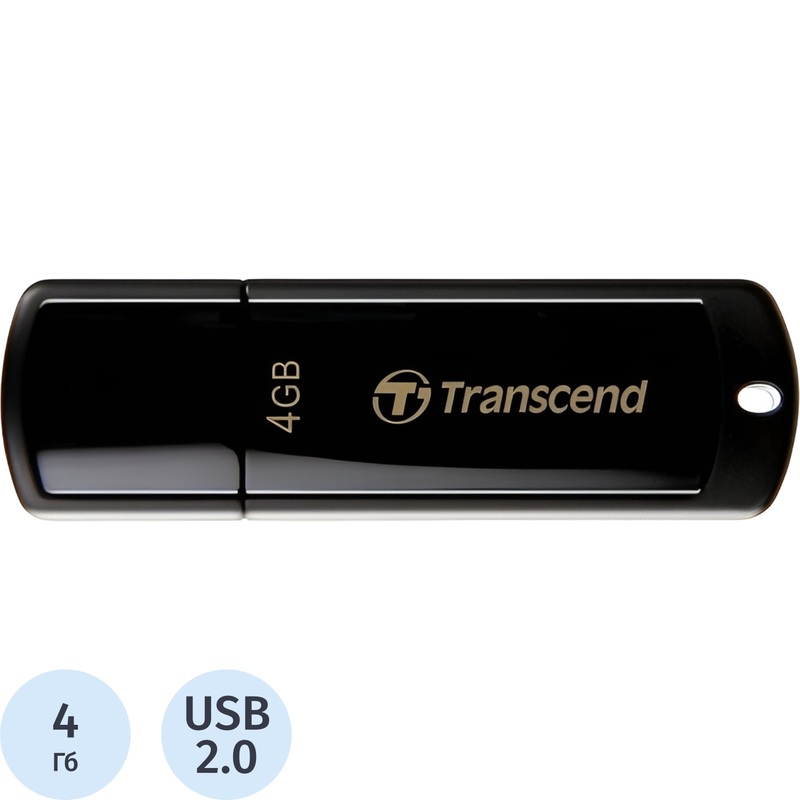 Изображение товара Флешка USB 2.0 4ГБ Transcend JetFlash 350 TS4GJF350 черная компактная надежная