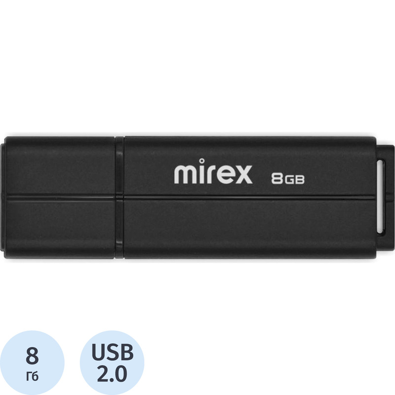 Изображение товара Флешка USB 2.0 8 ГБ Mirex Line с чёрным корпусом
