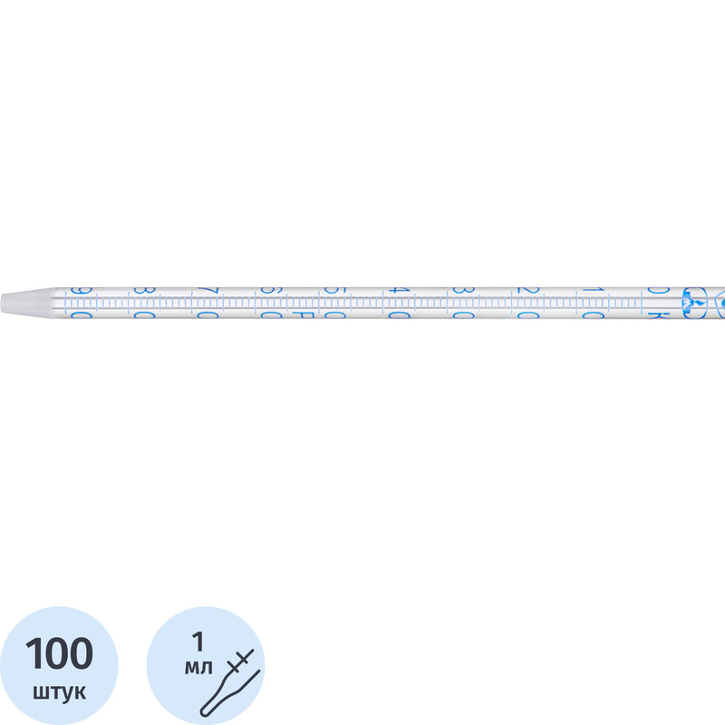 Изображение товара Пипетка Панченкова СОЭ-метру стеклянная 100 штук Гритмед лабораторное оборудование