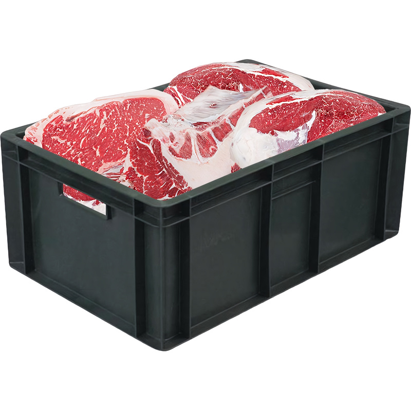 Изображение товара Ящик для мяса из ПНД 600x400x250 мм черный