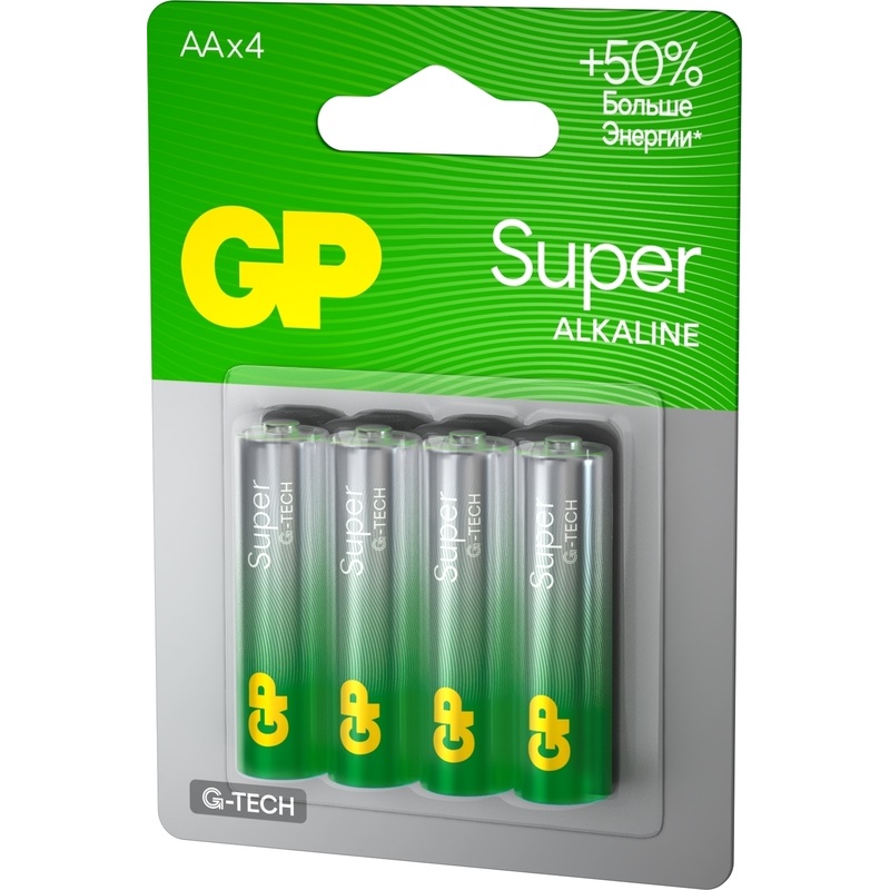Изображение товара Батарейка АА пальчиковая GP Super (4 штуки в упаковке)