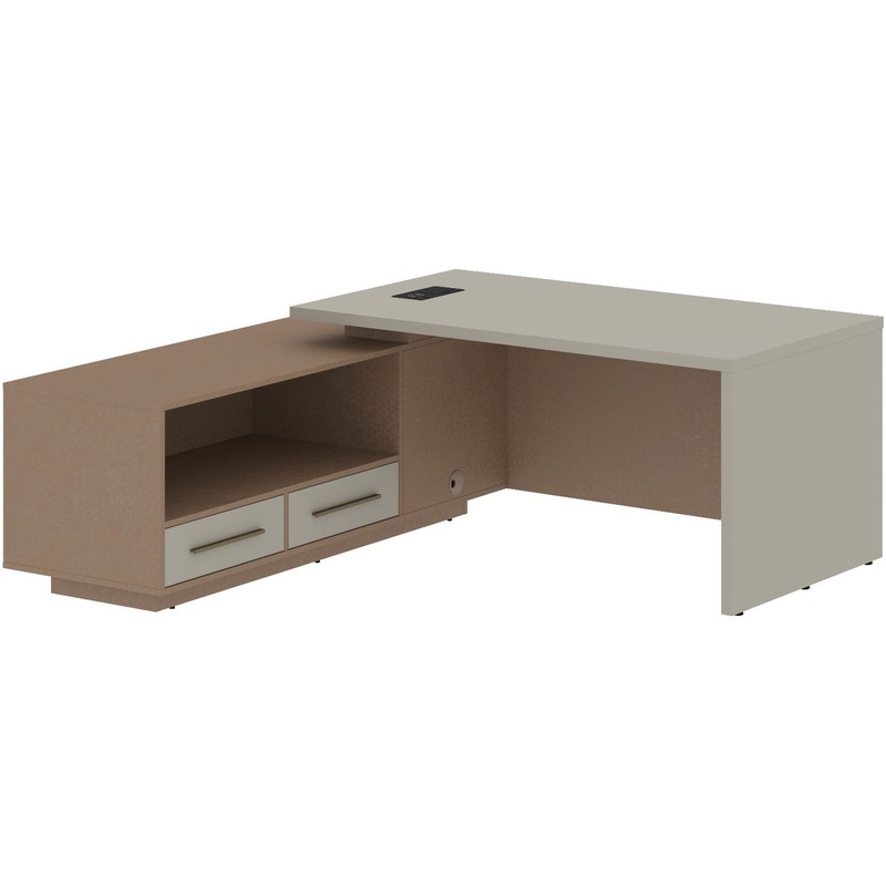 Изображение товара Стол руководителя с тумбой левый (аметист/кобра, 1900х1900х750 мм)