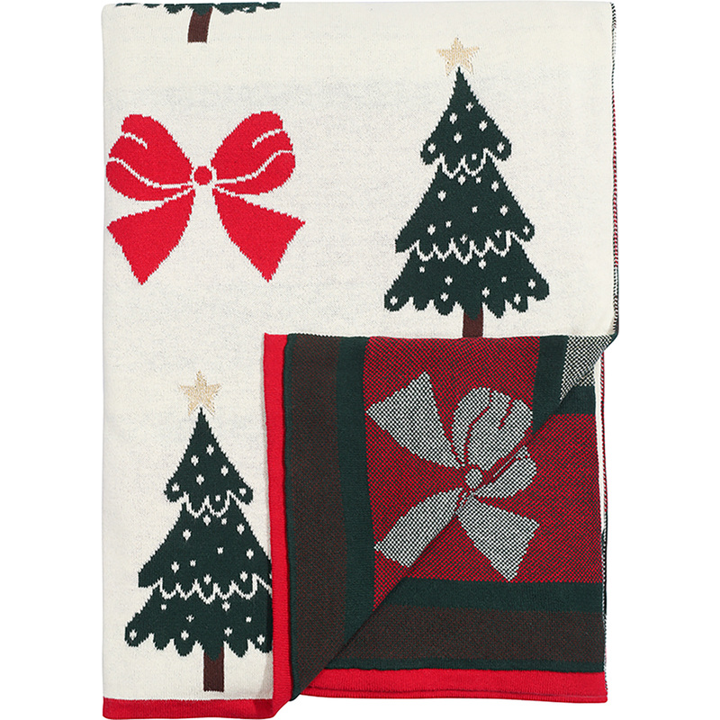 Изображение товара Плед хлопковый Tkano New Year Essential 130x180 см разноцветный новогодний дизайн