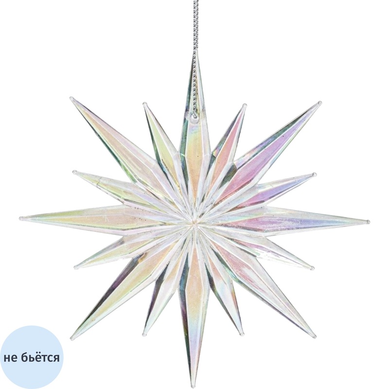 Изображение товара Новогоднее украшение на ёлку Снежинка 12x0.4x12 см прозрачное объёмное