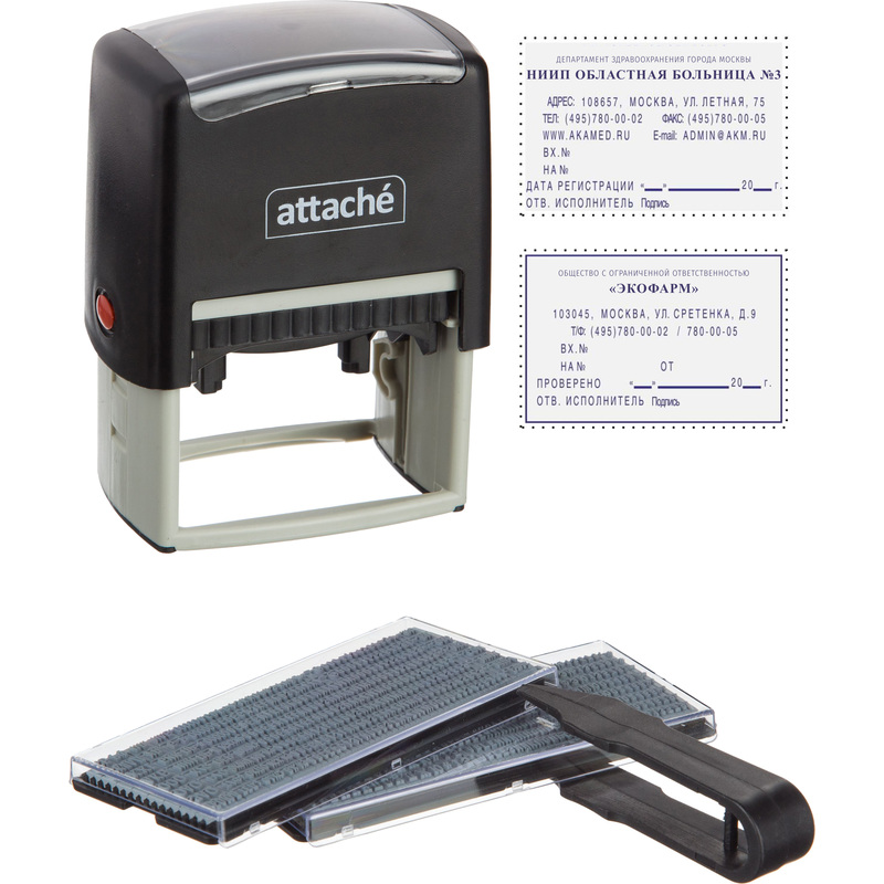 Изображение товара Самонаборный штамп Attache 8 строк 60х40 мм пластик с рамкой