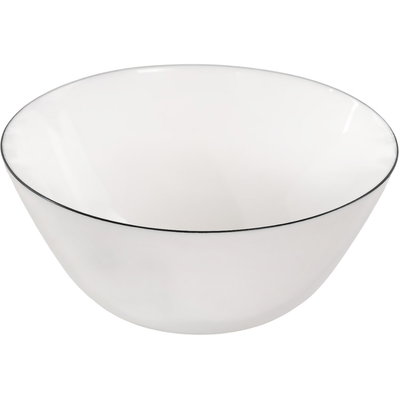 Изображение товара Салатник стеклокерамический Olaff Аврора 18 см 1180 мл белый/чёрный (6 штук в упаковке)