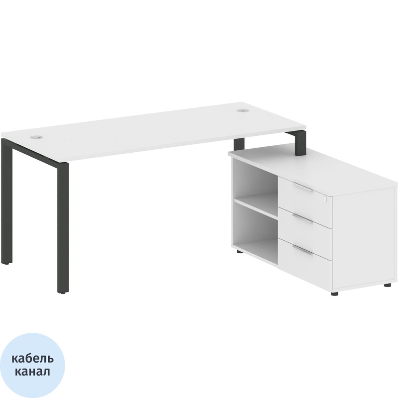 Изображение товара Угловой компьютерный стол Metal System Style БП.РС-СТС-2.4 Пр правый белый антрацит 1700х1520х750 м