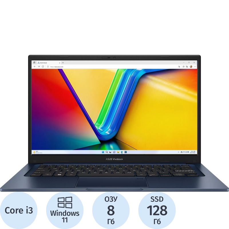Изображение товара Ноутбук Asus Vivobook 14" Core i3 1315U 8ГБ SSD 128ГБ Windows 11 Изображение товара Ноутбук Asus Vivobook 14" Core i3 1315U 8ГБ SSD 128ГБ Windows 11