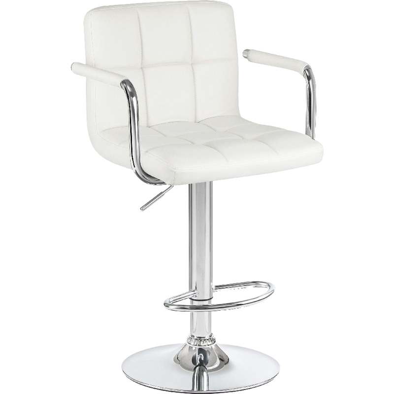 Изображение товара Барный стул Dobrin Kruger arm белый хромированный искусственная кожа металл