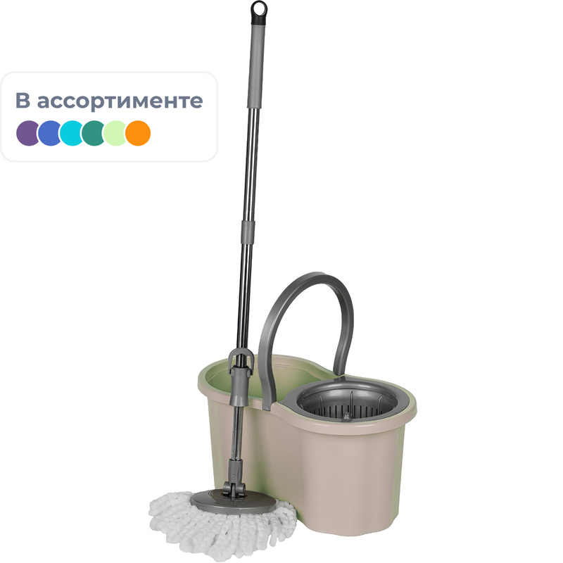 Изображение товара Уценка. Комплект для уборки Comfort Life (швабра с насадкой и ведро 12 л с отжимом)