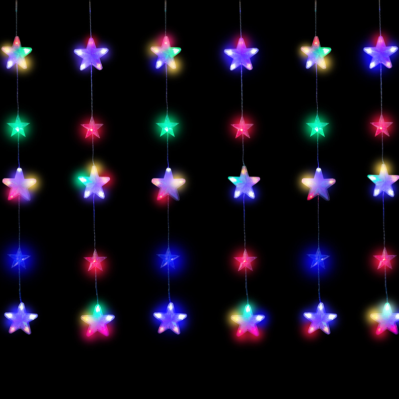Изображение товара Электрогирлянда бахрома Звездочки мультиколор 186 ламп 2.4x0.9 м