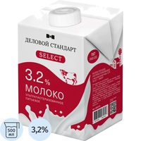 Молоко Деловой Стандарт Select ультрапастеризованное 3.2% 0.5 л