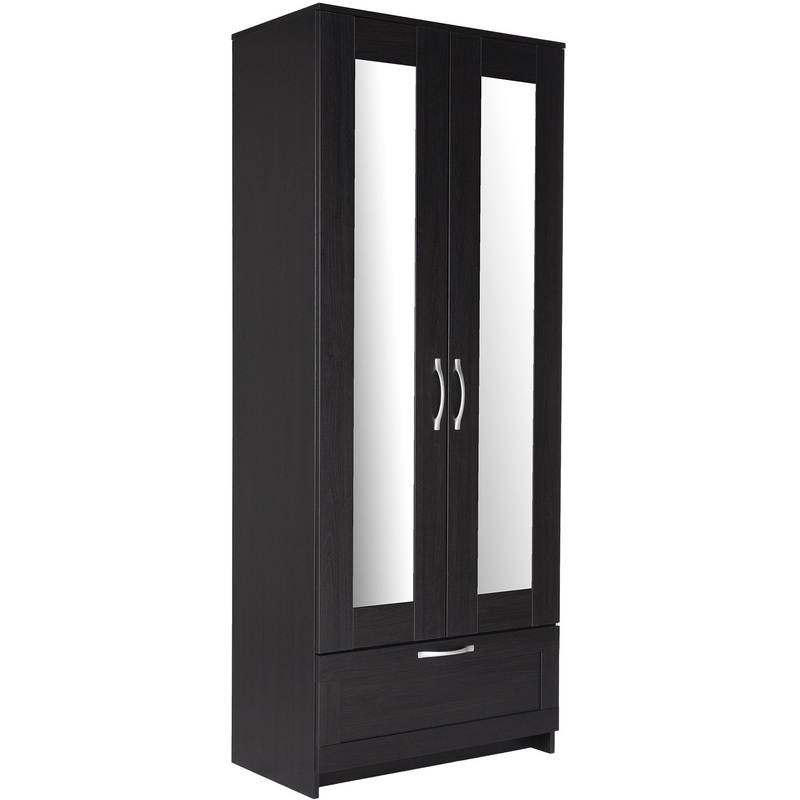 Изображение товара Шкаф для одежды ГУД ЛАКК дуб венге двухдверный с зеркалами и ящиком