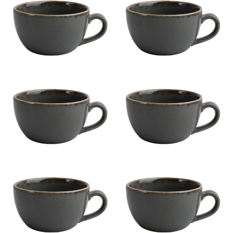 Изображение товара Набор чайных чашек Porland Seasons 250мл 6 штук фарфор тёмно-серый