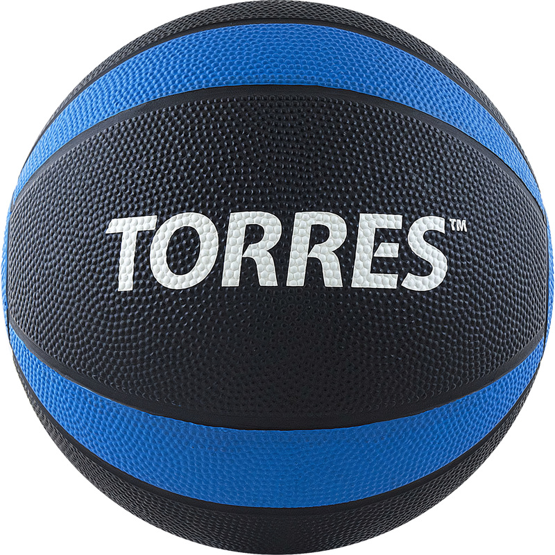 Изображение товара Медбол Torres 3 кг для фитнеса и реабилитации черный с сине-белым