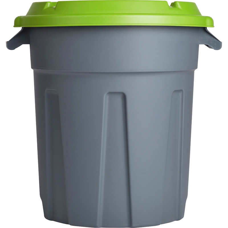 Изображение товара Бак для отходов 60 л пластиковый серый с зеленой крышкой