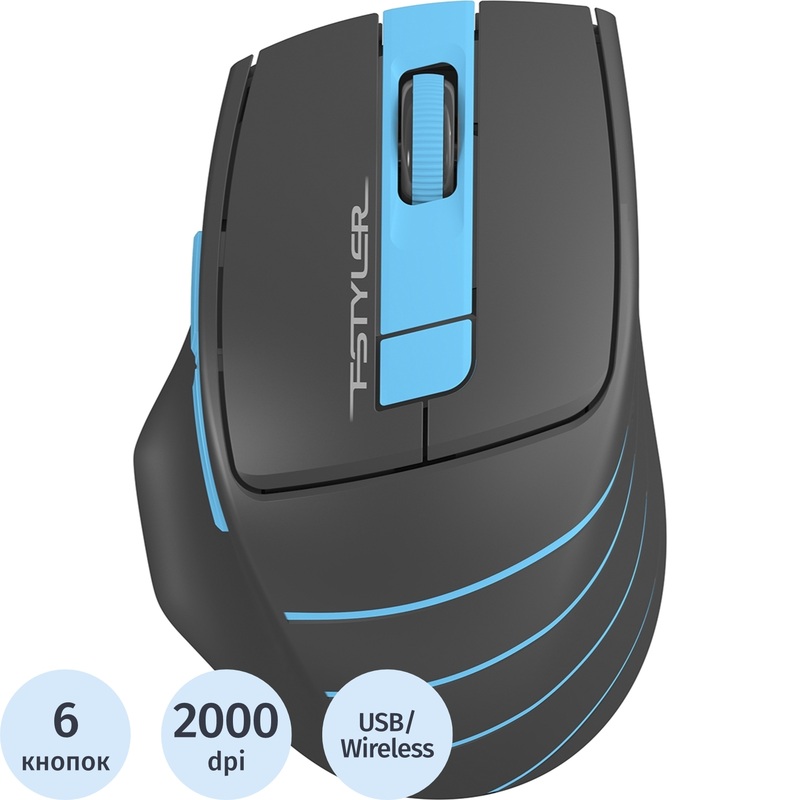 Изображение товара Беспроводная мышь A4Tech Fstyler FG30S серо-синяя оптическая 2000 dpi