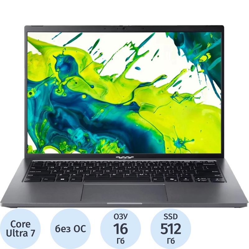 Изображение товара Ноутбук Acer Aspire Go 14 AG14-71M Acer 14" серый Intel Core Ultra 7 155H/16 ГБ/SSD 512 ГБ (NX.JFWCD.003)