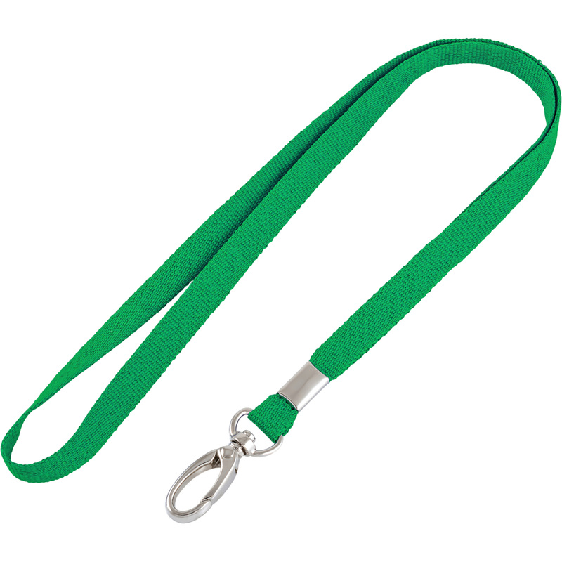 Изображение товара Зеленый держатель для бейджа с карабином 90 см репсовая лента