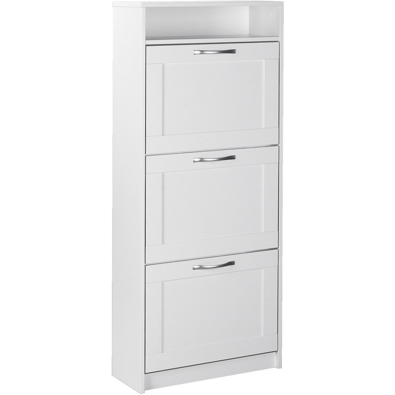 Изображение товара Обувница Сириус белая 602x250x1428 мм для обуви с нишей и полками