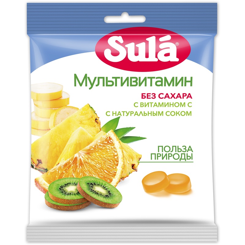 Изображение товара Леденцы Sula Мультивитамин без сахара 60 г