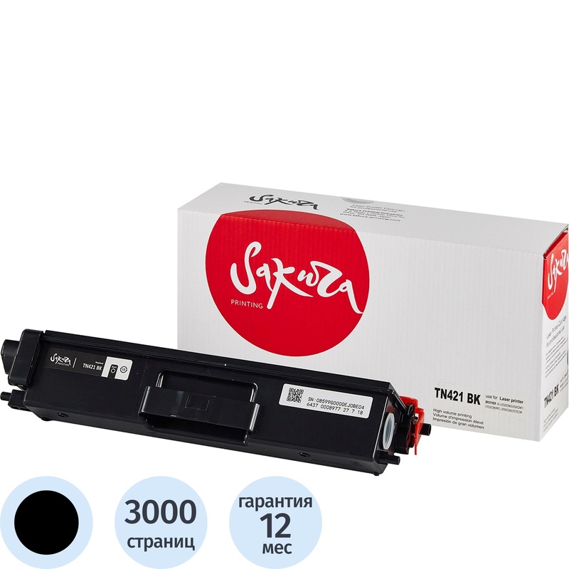 Изображение товара Картридж лазерный Sakura TN-421BK для Brother черный совместимый 3000 страниц
