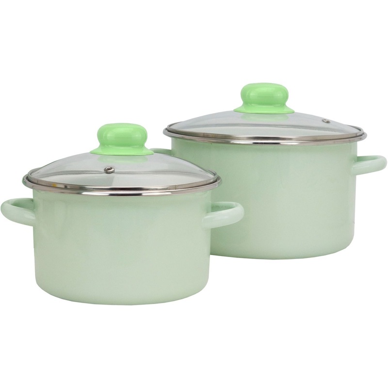 Изображение товара Набор кастрюль с крышками Эмаль Мохито 4 предмета 2 и 3 литра эмалированная сталь
