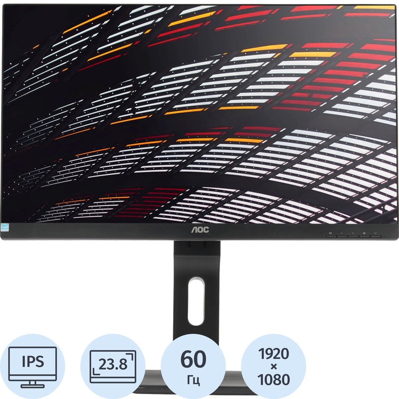 Изображение товара Монитор 23.8 IPS Full HD AOC 24P1 регулируемый черный корейский дизайн