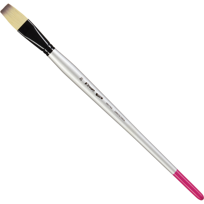 Изображение товара Кисть художественная Комус Арт плоская синтетика №20 с деревянной ручкой