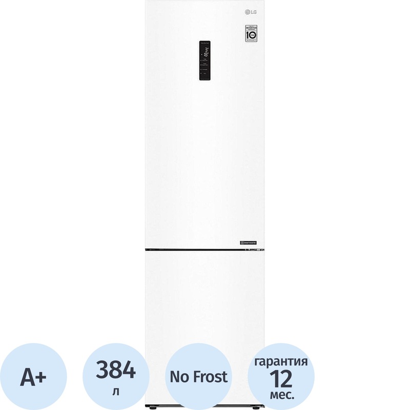 Изображение товара Двухкамерный холодильник LG GA-B509CQSL белый с no frost и инверторным компрессором