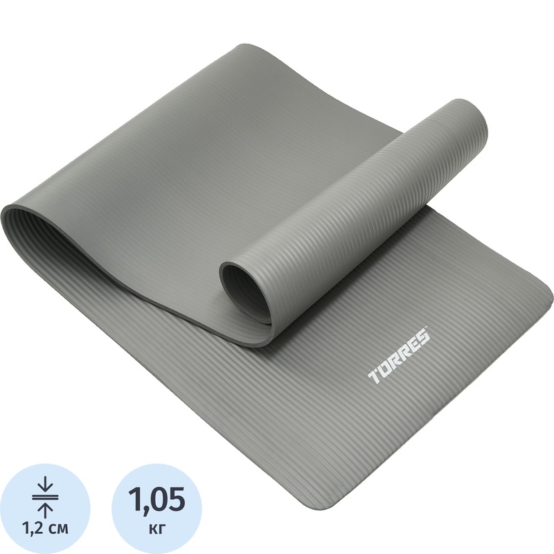 Изображение товара Коврик для фитнеса и йоги Torres Soft 183x61x1.2 см серый Изображение товара Коврик для фитнеса и йоги Torres Soft 183x61x1.2 см серый