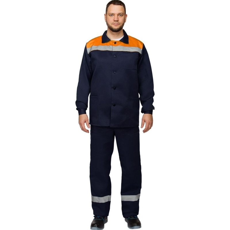 Изображение товара Рабочий летний мужской костюм л16-КБР с СОП синее-оранжевое спецодежда