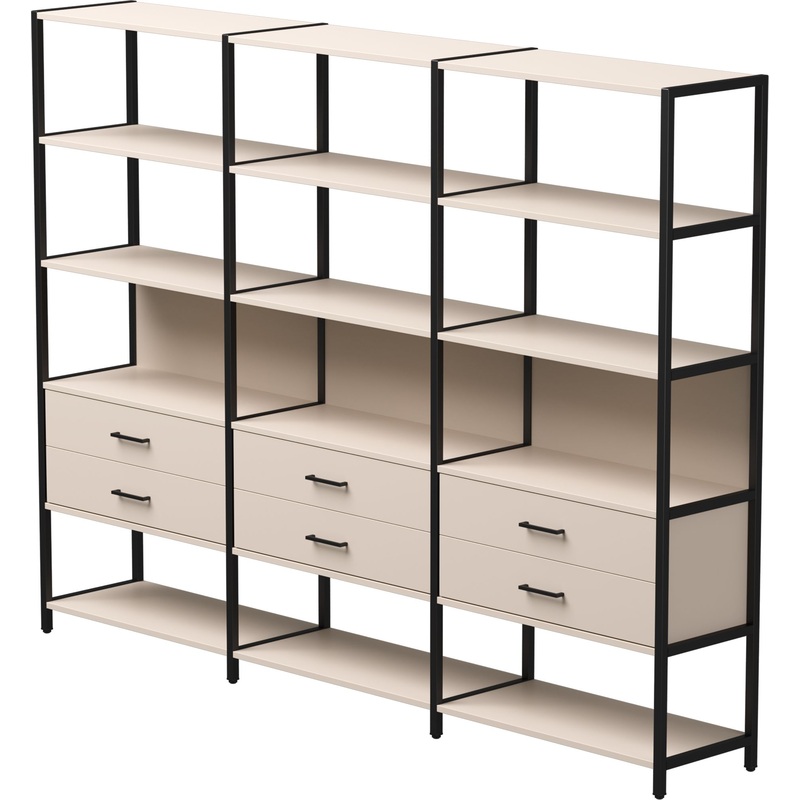 Изображение товара Стеллаж для документов EVO 254ST9GU9005 кашемир/чёрный 2440х385х1840 мм