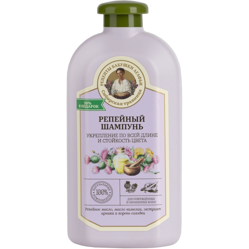Изображение товара Шампунь Рецепты бабушки Агафьи Репейный для окрашенных волос 500 мл