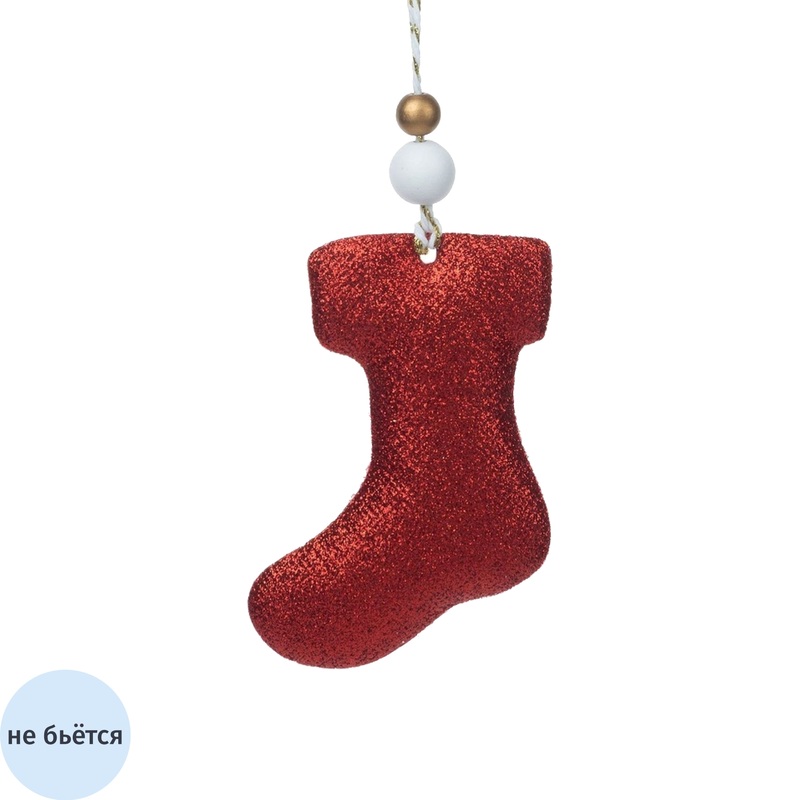 Изображение товара Ёлочная игрушка Magic Time Красный сапожок текстиль красная (высота 11.5 см)