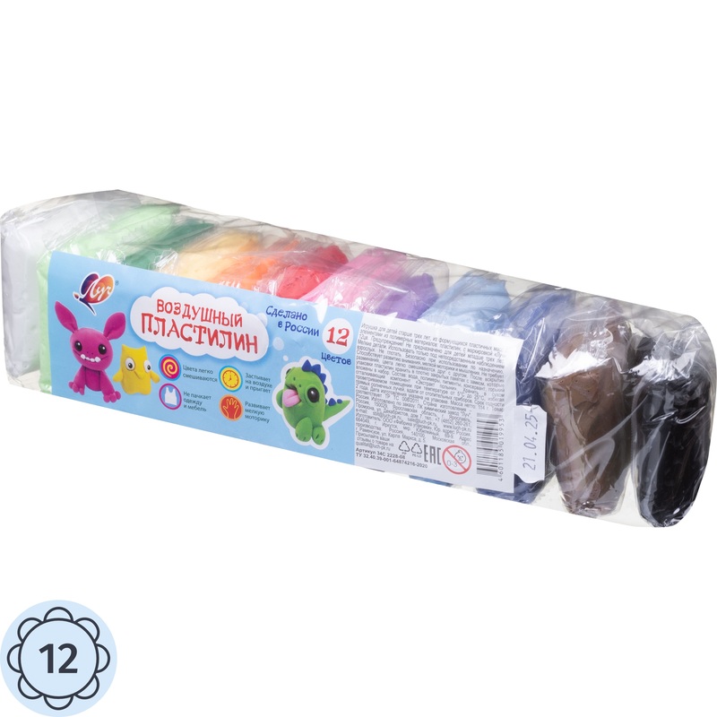 Изображение товара Пластилин легкий Луч 12 цветов 120 грамм для творчества и поделок