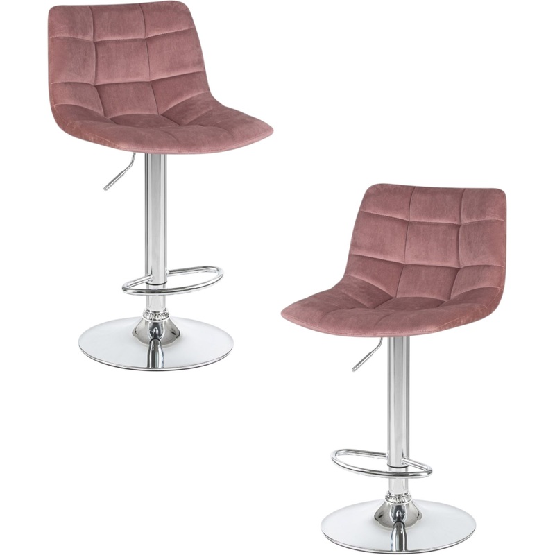 Изображение товара Стул барный DOBRIN TAILOR пудрово-розовый/хром (велюр, фанера, 2 штуки в упаковке)