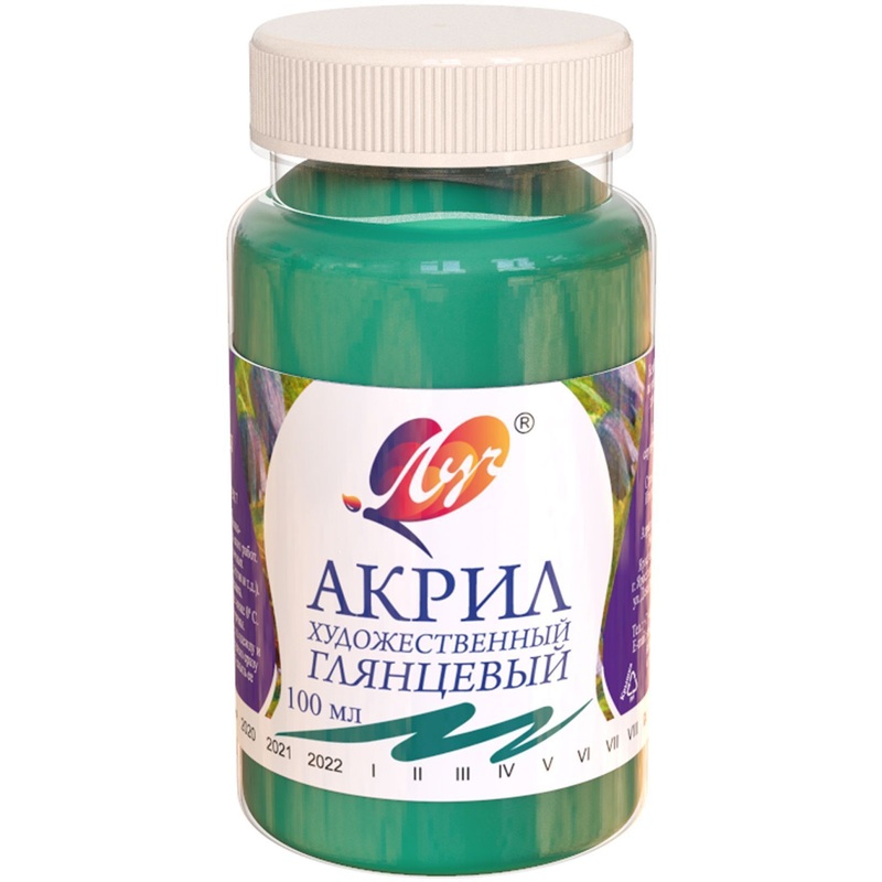 Изображение товара Акриловая краска Луч изумрудная 100 мл глянцевая для художественных работ