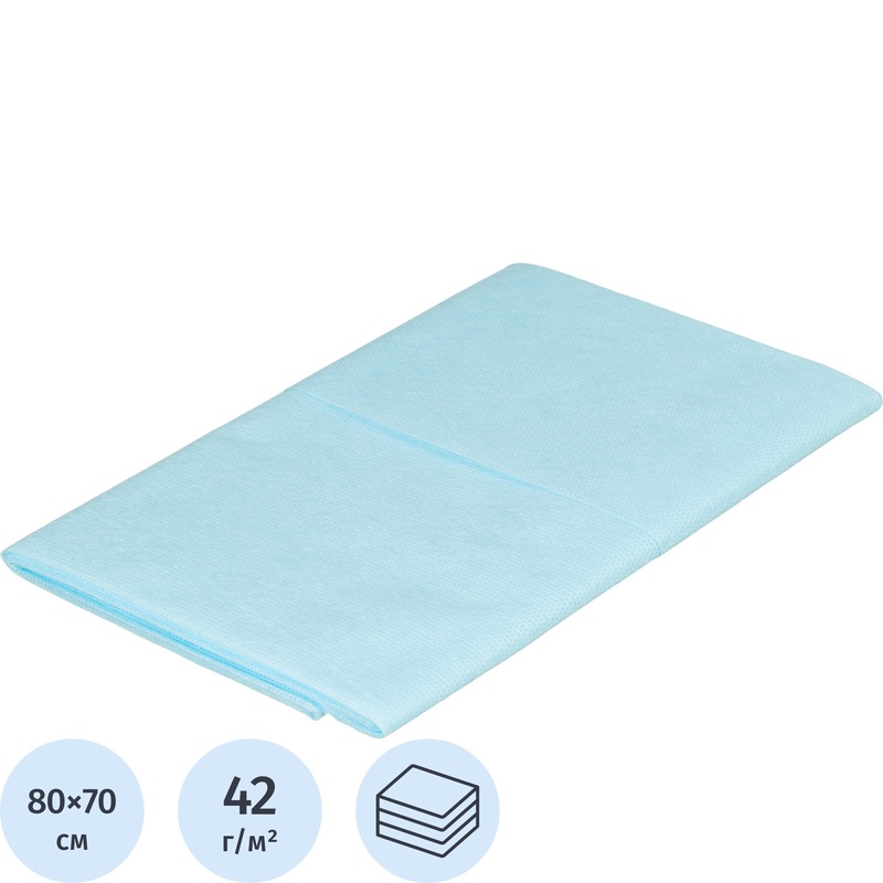 Изображение товара Простыня одноразовая Пелигрин стерильная в сложении 80x70 см голубая 42 г/кв.м
