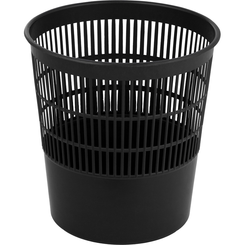 Изображение товара Корзина для мусора и бумаг 10 л пластик черная перфорированная классика