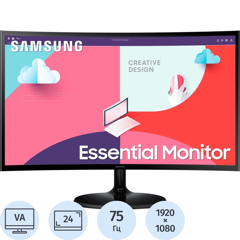 Изображение товара Монитор 24 Samsung S24C360EAI с разрешением Full HD и матовым экраном