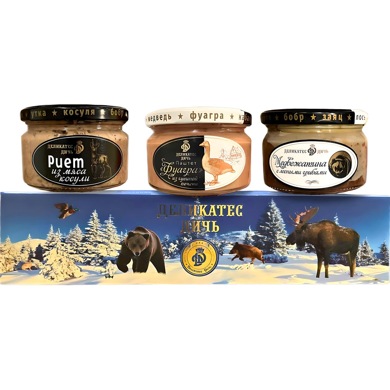 Изображение товара Подарочный набор Деликатес дичь Зимний пейзаж 1.3 кг