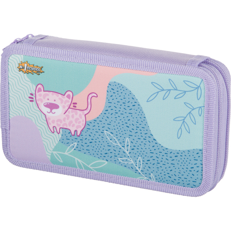 Изображение товара Двухсекционный пенал Комус Класс Леопард фиолетовый школьный для детей