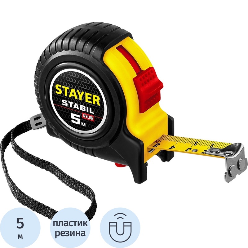 Изображение товара Рулетка измерительная Stayer Stabil 5 м x 19 мм сталь/нейлон с двухсторонней шкалой (34131-05_z02)