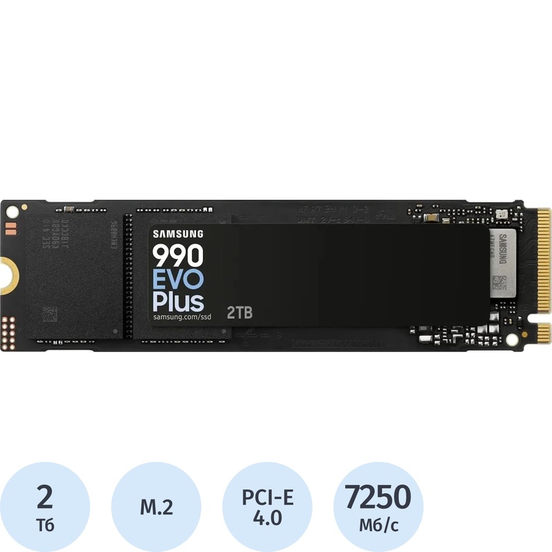 Изображение товара SSD накопитель Samsung 990 Evo Plus 2 ТБ (MZ-V9S2T0BW) Изображение товара SSD накопитель Samsung 990 Evo Plus 2 ТБ (MZ-V9S2T0BW)