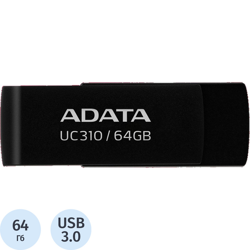 Изображение товара Флешка USB 3.0 64 ГБ Adata UC310 черная
